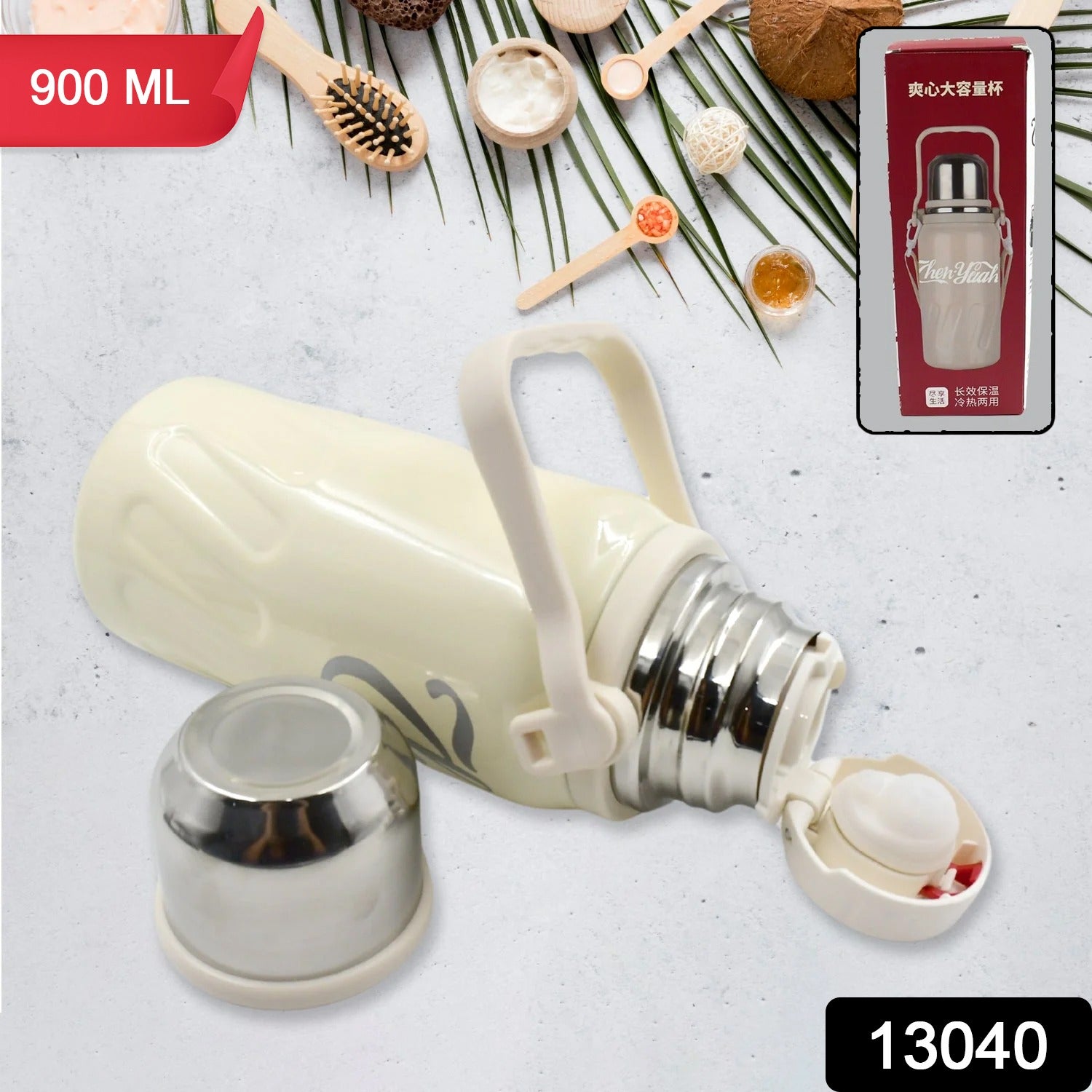 Stainless Steel Vacuum Insulated Water Bottle Leak Proof Flask For Tea Coffee Reusable Water Bottle With Hanging Strap Bottle For Hot Cold Drinks Wide Mouth Water Flask (900 Ml) Stainless Steel Vacuum Insulated Water Bottle Leak Proof Flask For Tea Coffee Reusable Water Bottle With Hanging Strap Bottle For Hot Cold Drinks Wide Mouth Water Flask (900 Ml)